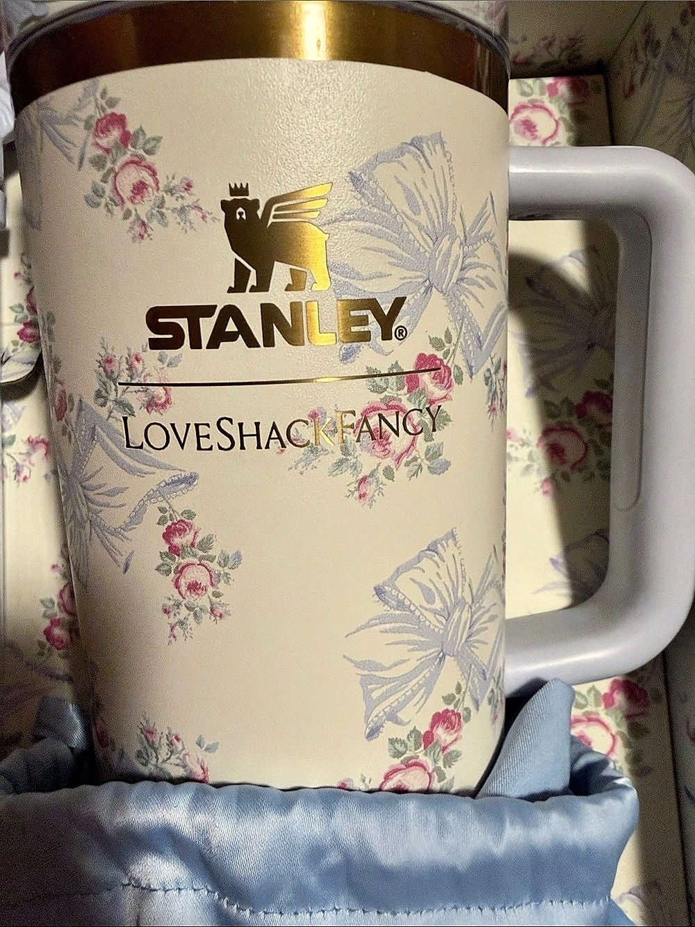 Stanley LoveShackFancy Floral Tumbler in Cream & Pink Like New